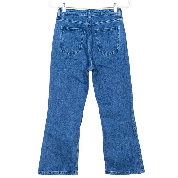 & OTHER STORIES Kick Crop Flared Jeans Medium Wash Stretch Denim Women's 28 - Picture 2 of 4